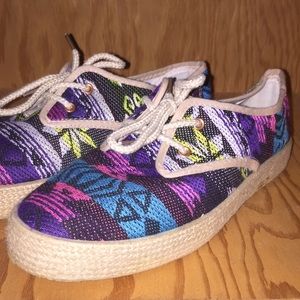 Lace up Aztec print sneakers